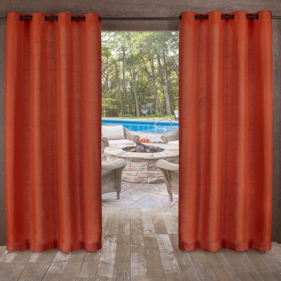 Exclusive Home Delano Heavyweight Textured Indoor/Outdoor Window Curtain Panel Pair with Grommet Top   565040452
